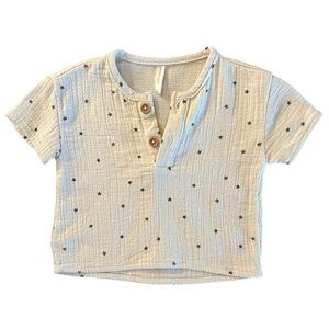 Quincy Mae Cream Star Print Short Sleeve Tee Size 3-6 Months